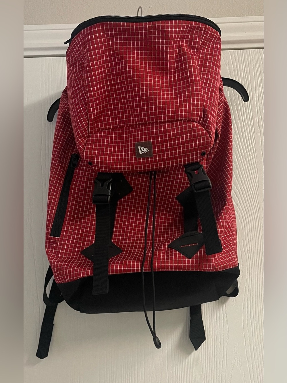 New Era Red Grid Backpack with Black Trim